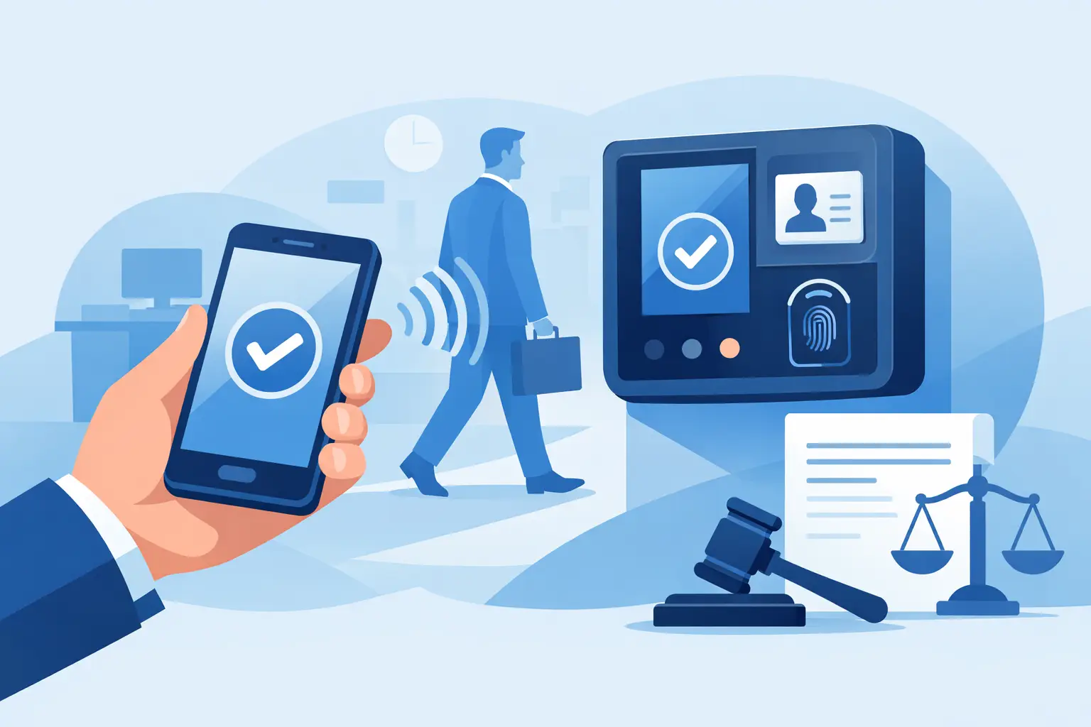 Empleado fichando su jornada desde el navegador del móvil, sin instalar ninguna app
