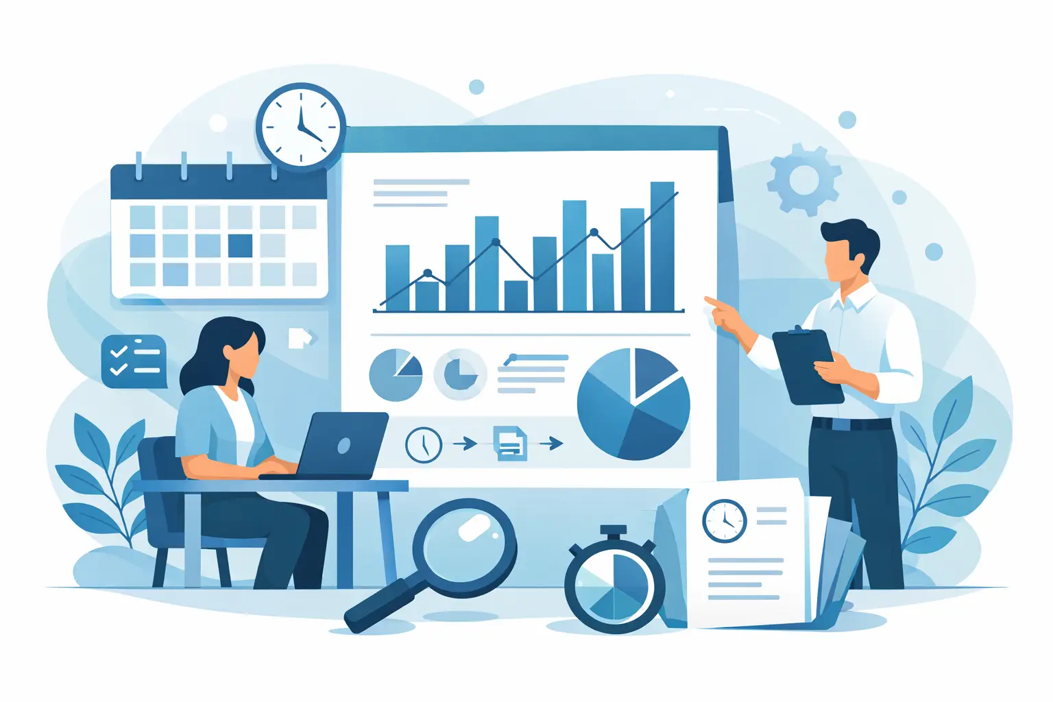 Informe mensual de jornada laboral preparado para revisión y archivo